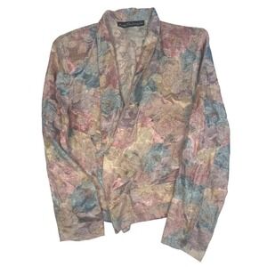 Floral Blazer Jacket Women's Vintage Cottagecore Pastel Brocade